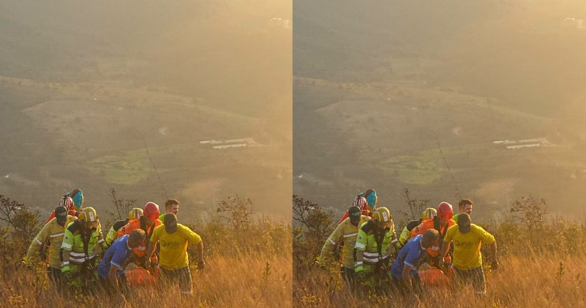 Mulher fica ferida após cair durante salto de parapente em Brumadinho (MG)