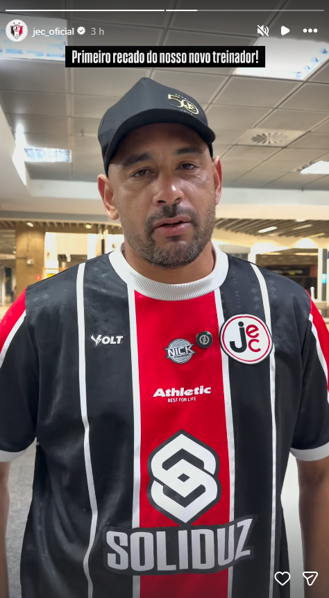 Diego Souza é o novo treinador do Joinville • Foto: Reprodução/ Instagram Joinville