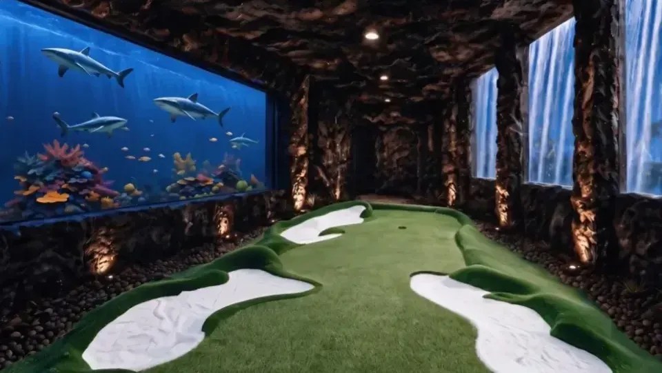 Novo campo de minigolfe de Tiger Woods é cercado por tubarões