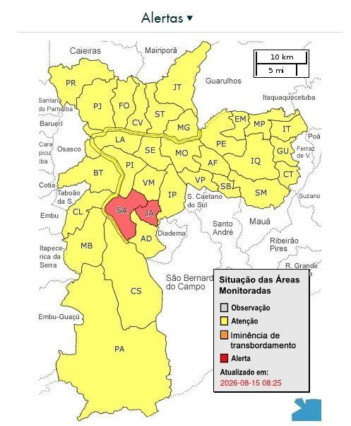 Subprefeitura do Jabaquara e Santo Amaro em alerta. • CGE-SP