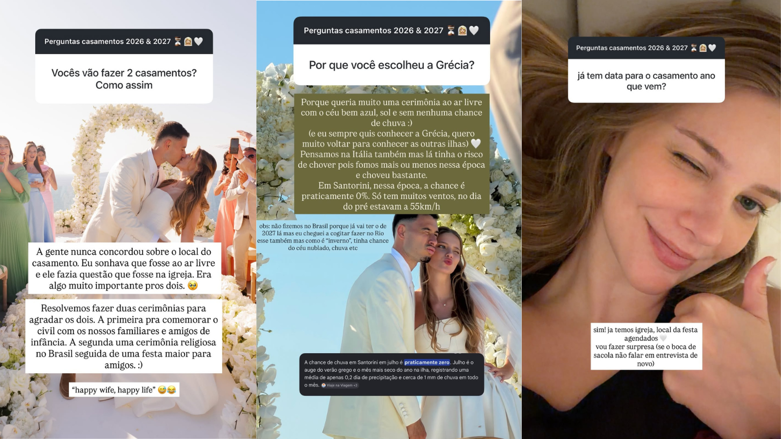 Esposa de Gabriel Martinelli detalha casamento na Grécia com jogador • Instagram/Isabella Roussso