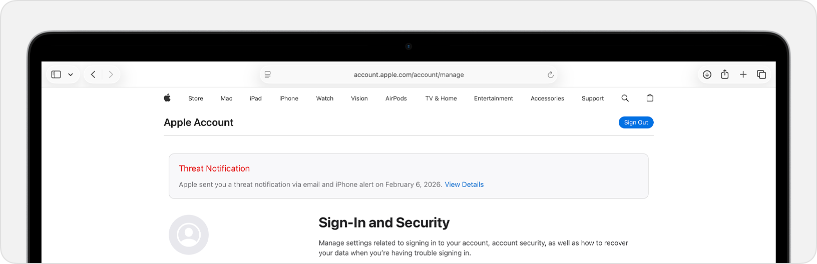 Em último caso, basta entrar na sua conta Apple e verificar se a mensagem também aparece por lá. • Créditos: Reprodução/Apple