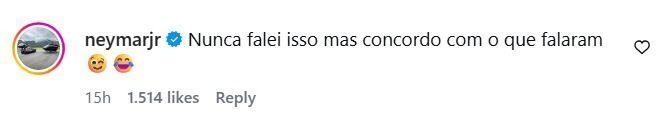 Neymar responde a comentário sobre pagar pensão • Reprodução/Instagram