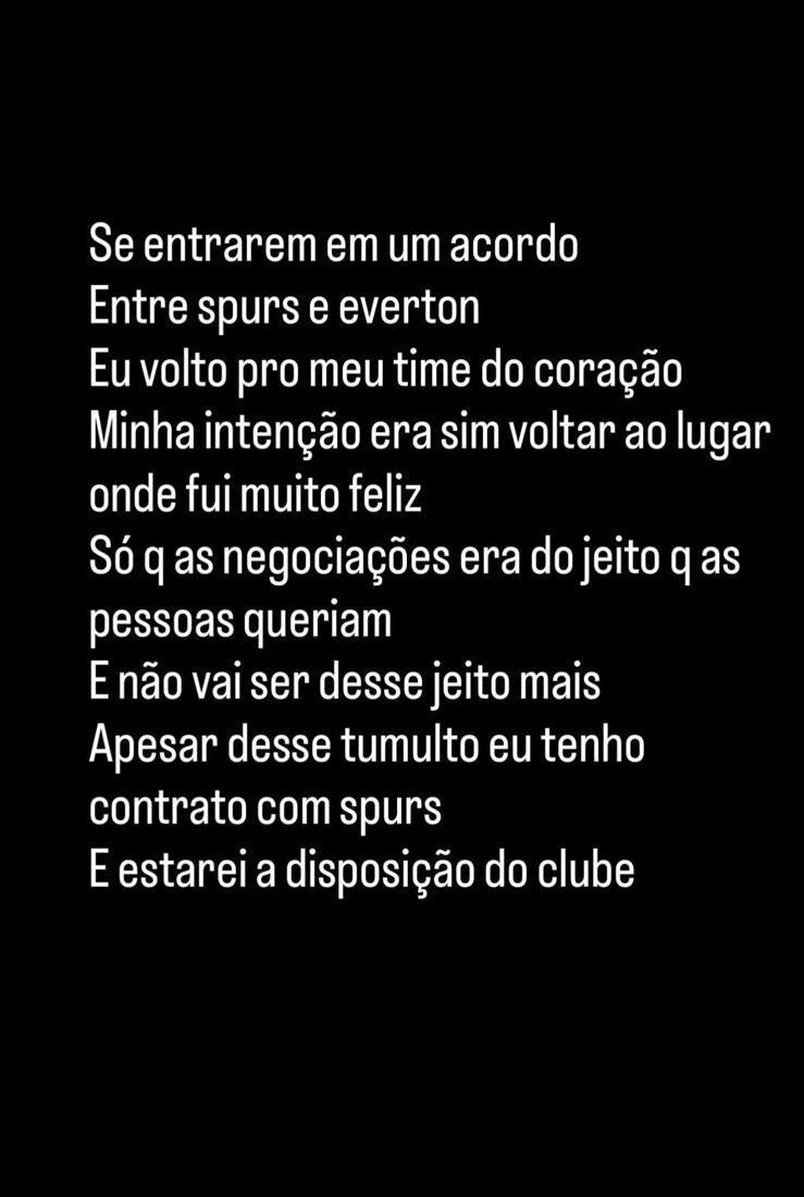 Richarlison pede para ser transferido para o Everton • Reprodução/Instagram: @richarlison