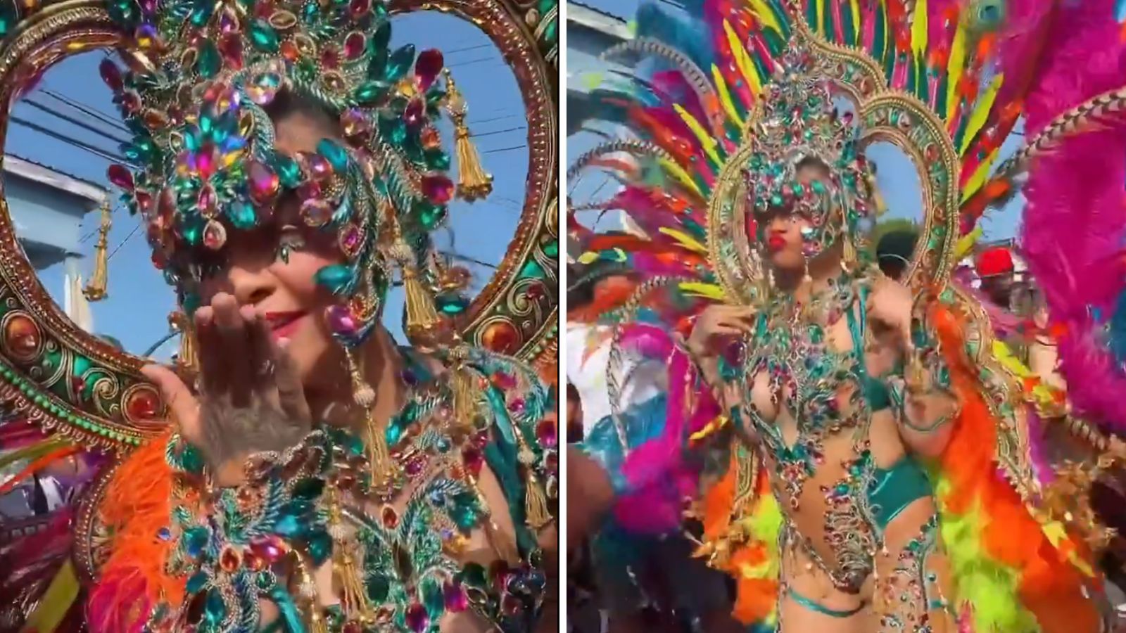 Rihanna surge com fantasia de luxo no Carnaval de Barbados