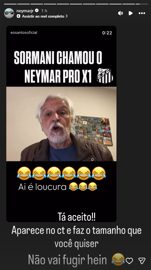 Neymar aceita desafio do jornalista Fábio Sormani