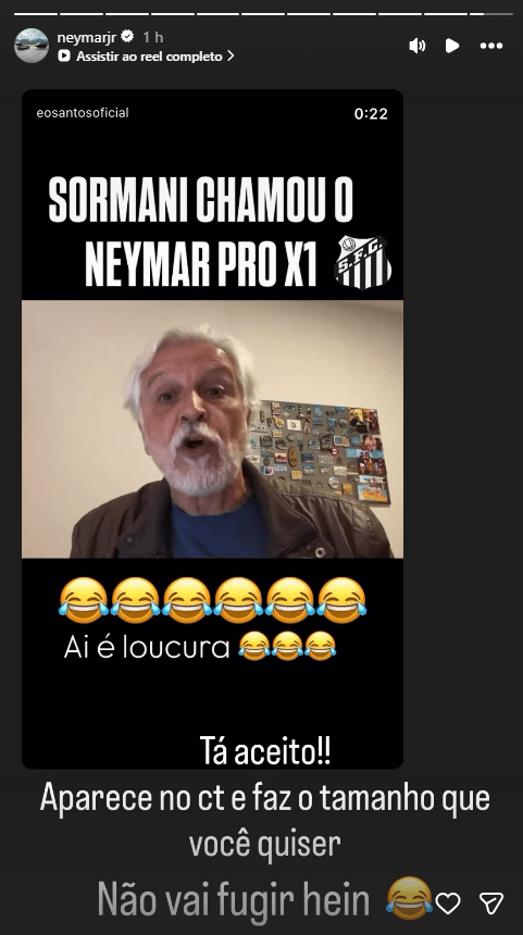 Neymar aceita desafio do jornalista Fábio Sormani