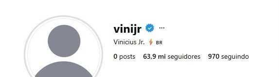 Vini Jr. apaga todas as fotos do seu Instagram • Reprodução