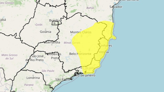 Brasil emite alerta de tempestade para Sudeste e BA nesta quarta-feira (2)