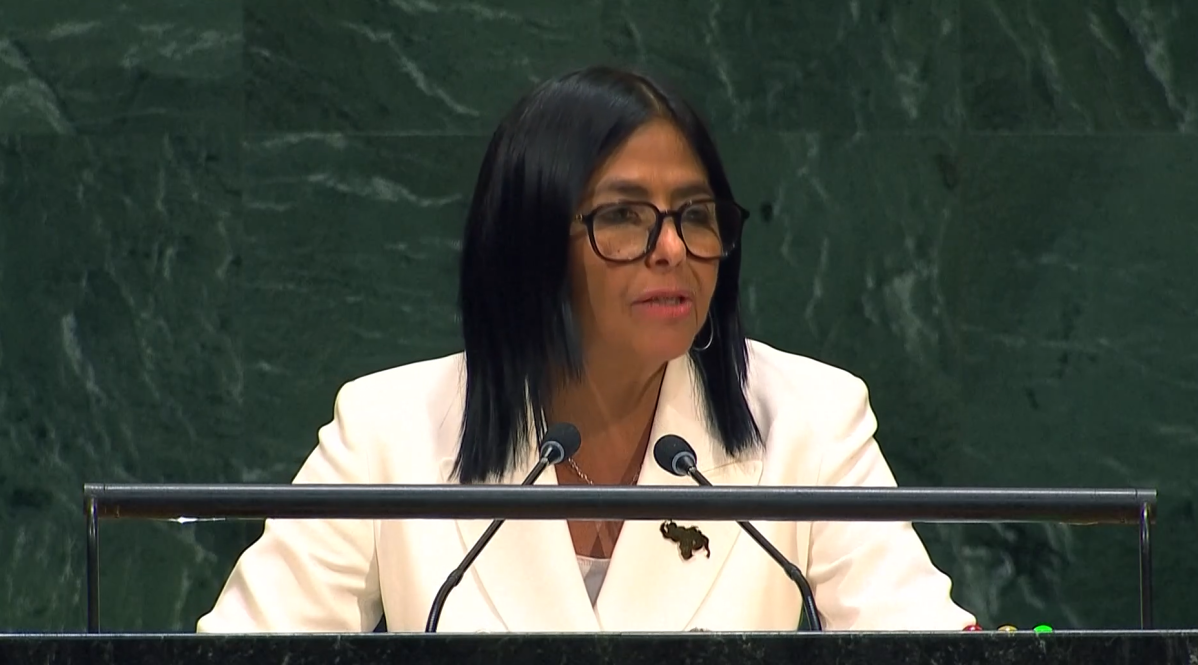 Em discurso na ONU, Delcy agradece Trump por retomar relações diplomáticas