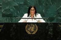 Na ONU, Delcy ignora Maduro, acena a Trump e promete eleições na Venezuela