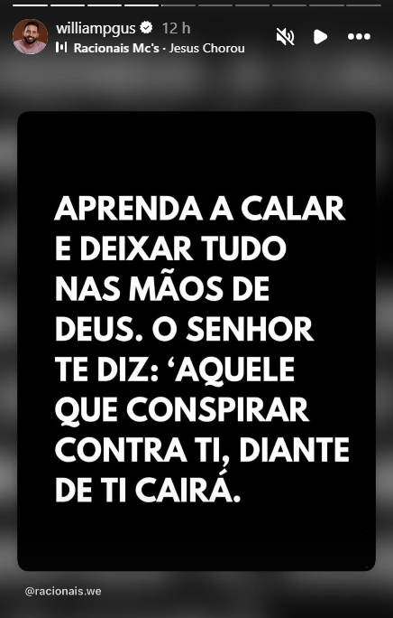 Irmão de Virginia posta "indireta" após unfollow de Margareth Serrão • Instagram/William Gusmão