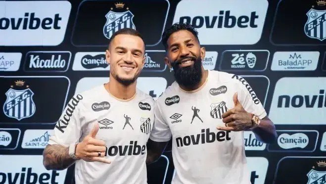 Coutinho e Rodinei foram apresentados como reforços do Santos • Raul Barretta/Santos