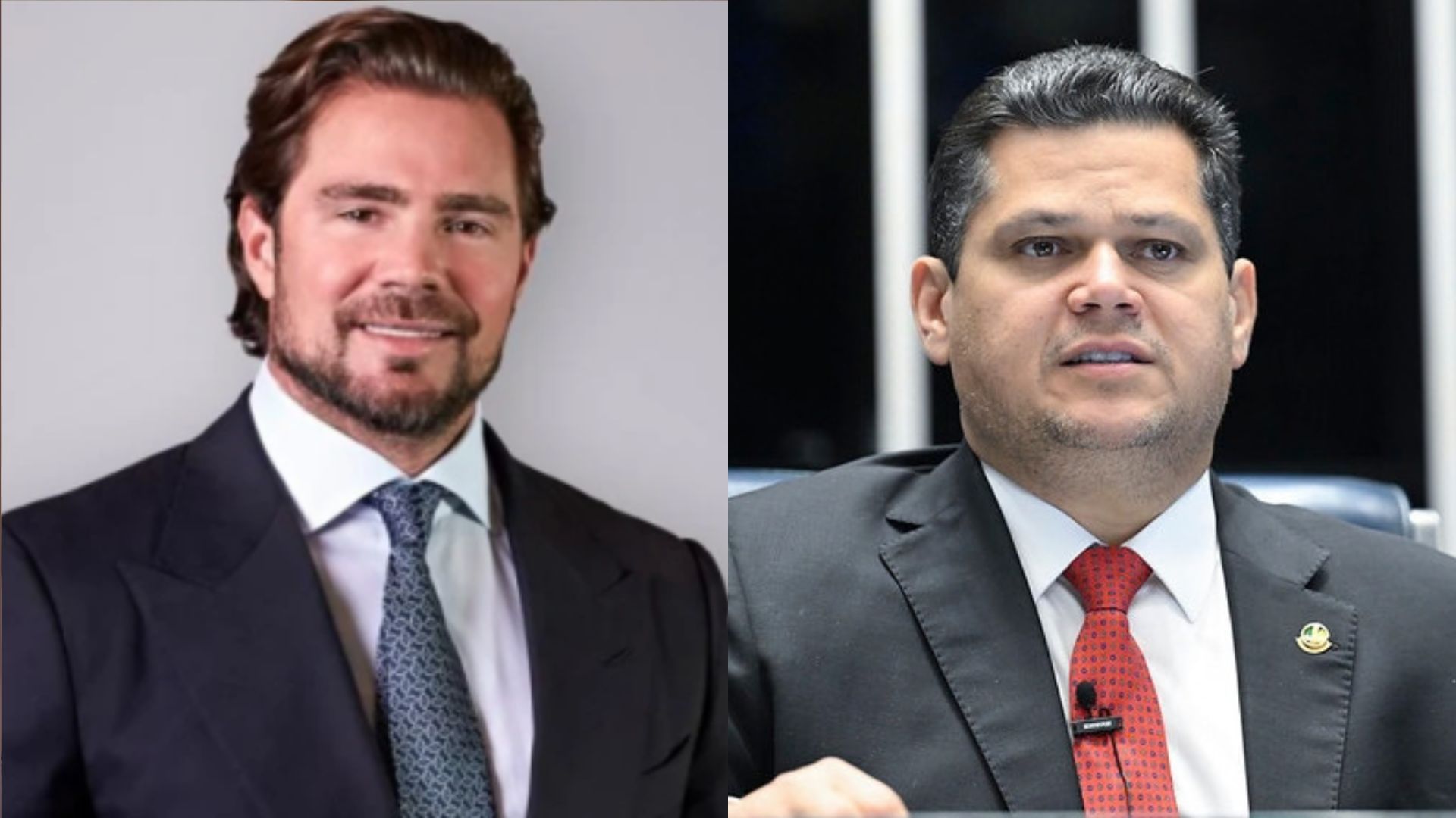 Daniel Vorcaro e o presidente do Senado, Davi Alcolumbre