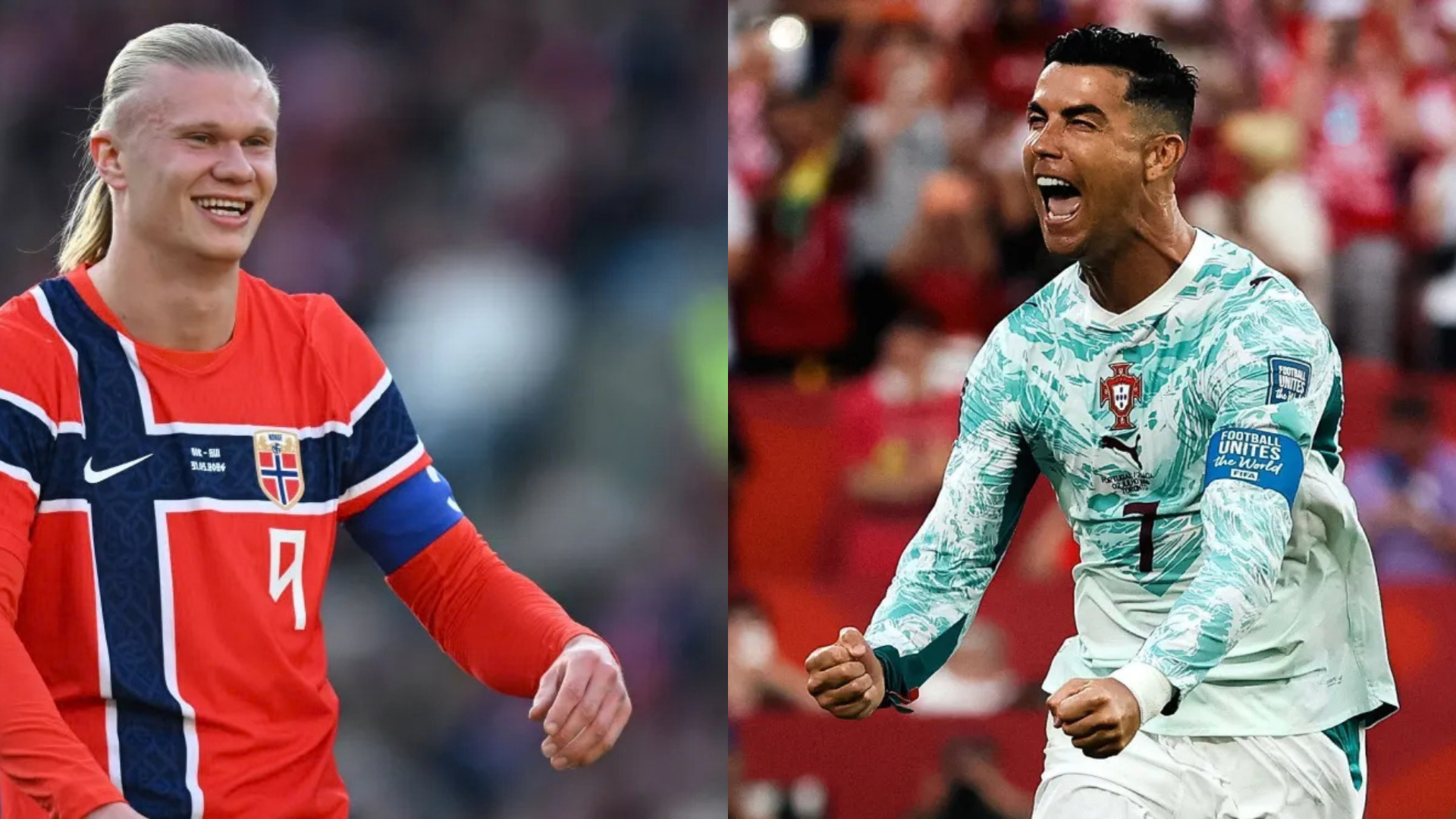 Noruega, de Haaland, enfrentará Portugal, de Cristiano Ronaldo, na Nations League • Montagem CNN Brasil