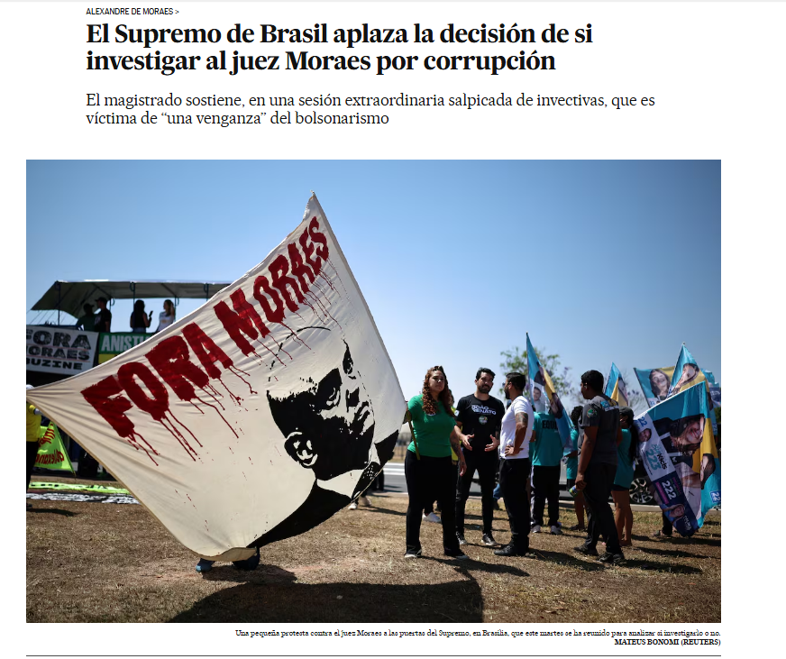 O jornal espanhol "El Pa&iacute;s" afirma que as expectativas acerca da sess&atilde;o eram altas, pois o tribunal nunca investigou um de seus membros nos 135 anos de hist&oacute;ria &bull; Reprodu&ccedil;&atilde;o/El Pa&iacute;s