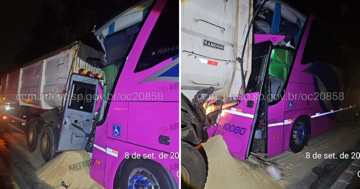Acidente entre ônibus e carreta deixa ao menos 8 feridos na Castello Branco