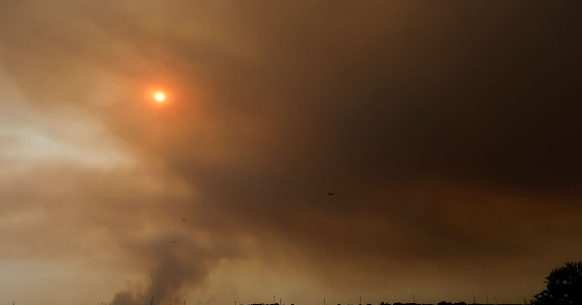 Imagem de incêndio florestal na Espanha durante onda de calor