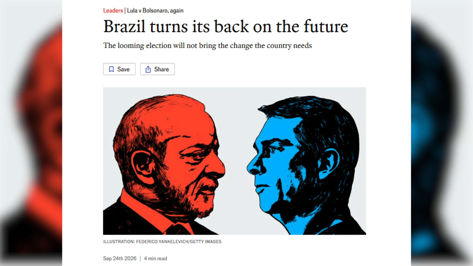 Economist critica Lula e Flavio Bolsonaro em editorial a menos de duas semanas das eleições