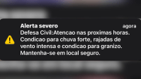 Defesa Civil de SP emite alerta severo para chuvas fortes e ventos intensos