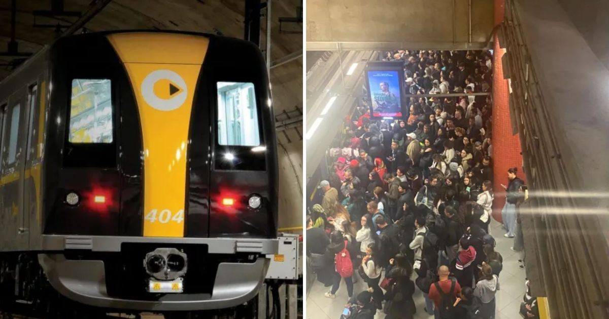 Plataformas lotadas na Linha 4 do metrô de São Paulo após falha elétrica
