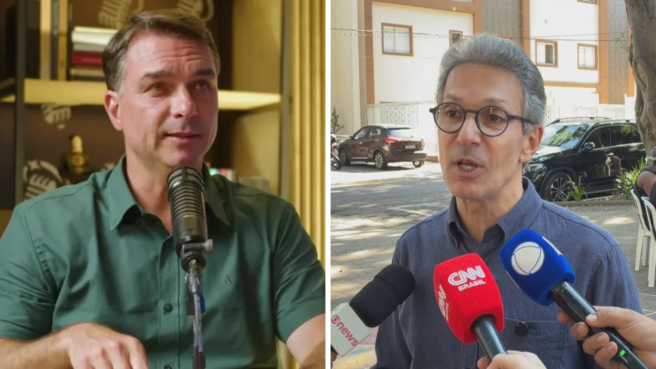 senador e candidato a presidente Flávio Bolsonaro (PL) telefonou para o representante do Novo na disputa ao Planalto, Romeu Zema, na segunda-feira (28)