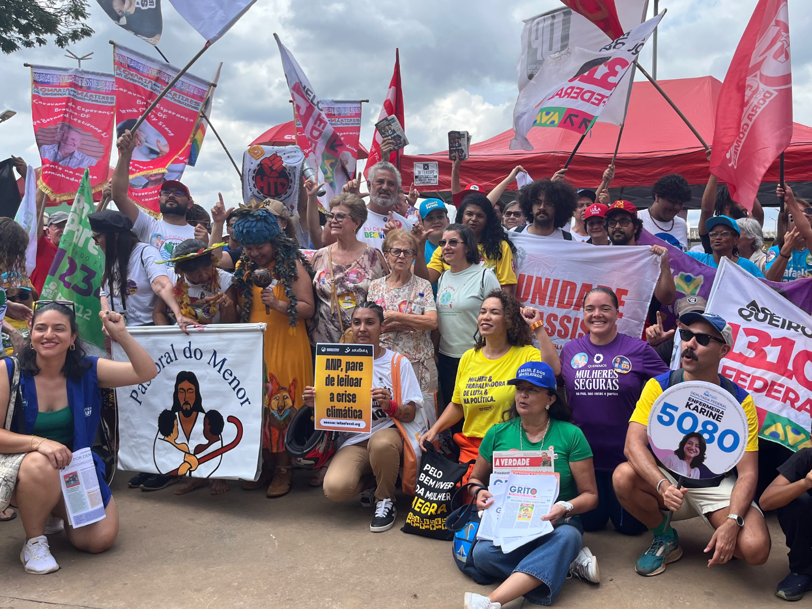 Participantes da 32ª edição da manifestação "Grito dos Excluídos", em Brasília • Ranielly Aguiar/CNN