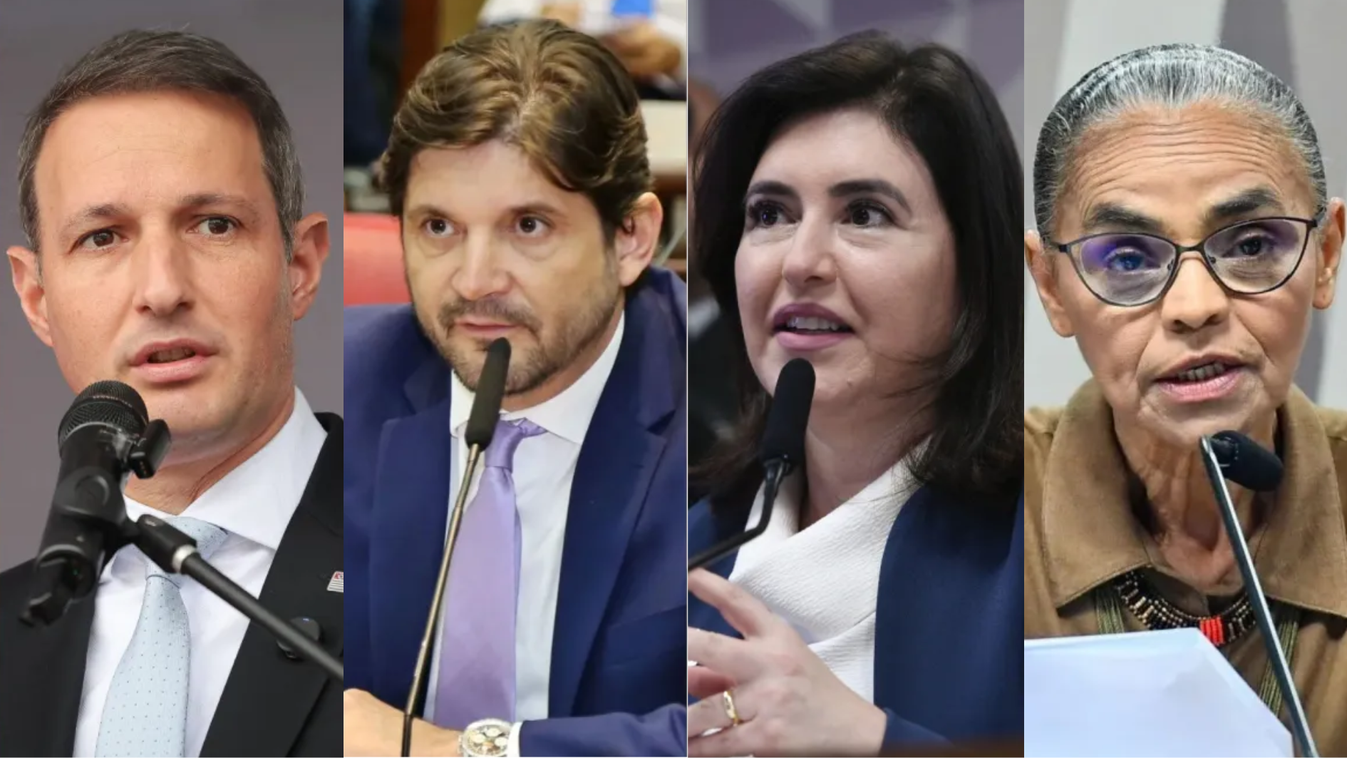 Candidatos ao Senado por São Paulo, Guilherme Derrite (PP), André do Prado (PL), Simone Tebet (PSB), Marina Silva (Rede)