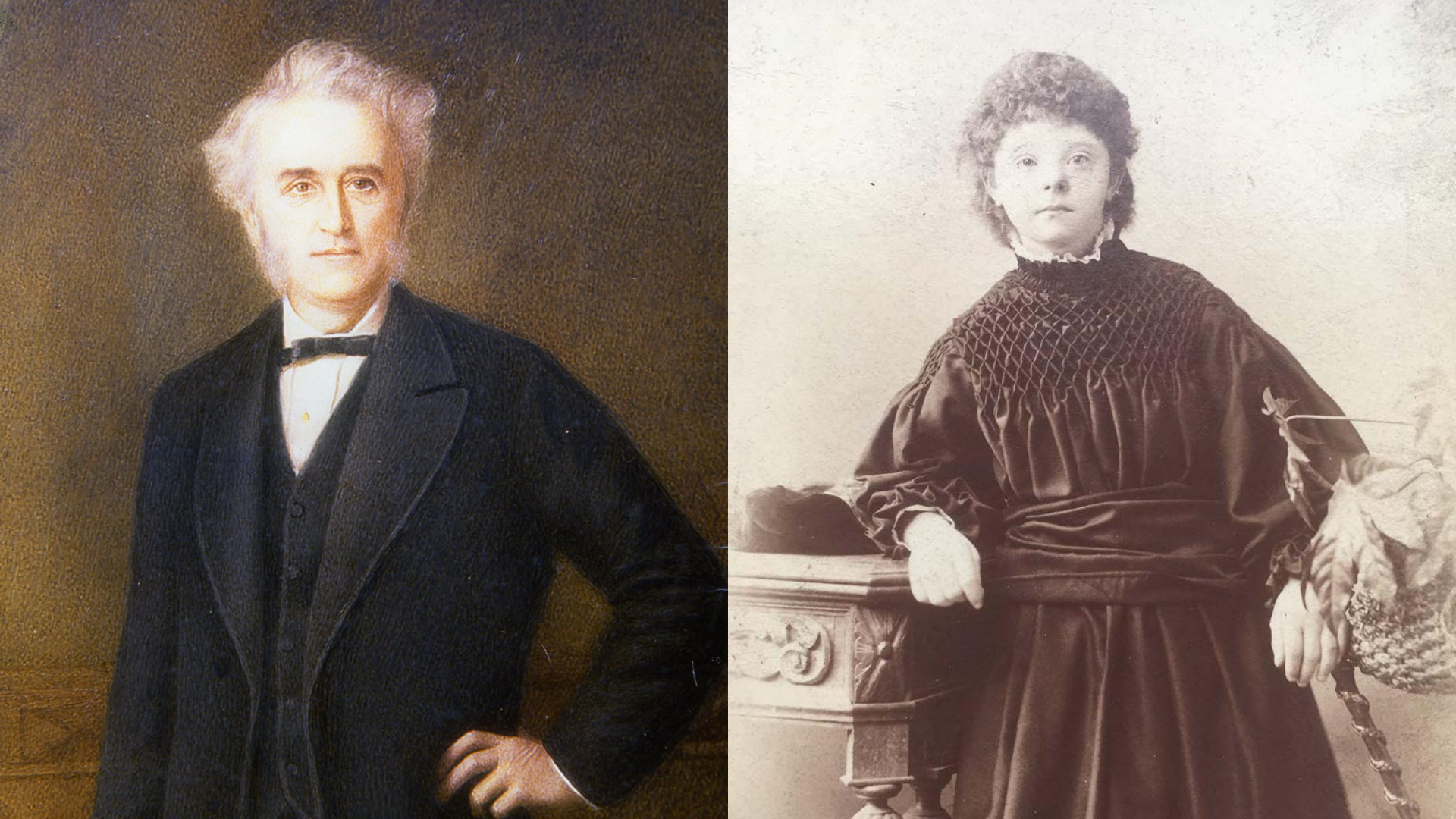 John Langdon Down e uma de suas pacientes, Florence Thornton • Wikimedia Commons; Langdon Down Museum