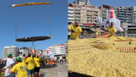 Maior tortilha do mundo leva 17 mil ovos e precisa de grua para ser virada
