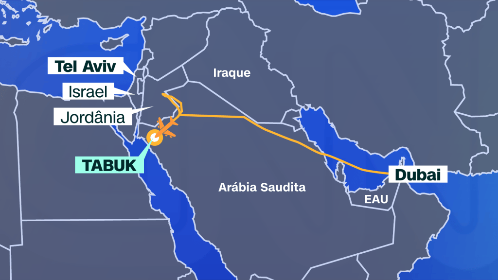 Mapa mostra desvio de avião da Flydubai