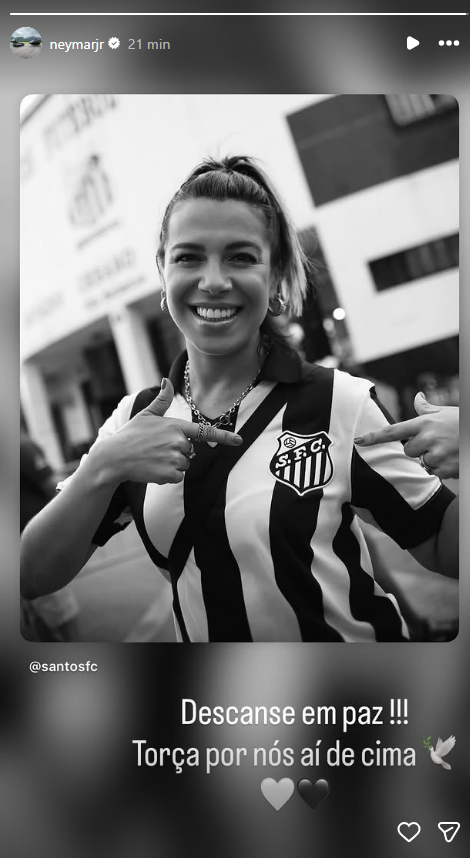 Neymar lamenta morte de Naty Potira • Reprodução/Instagram/Neymar