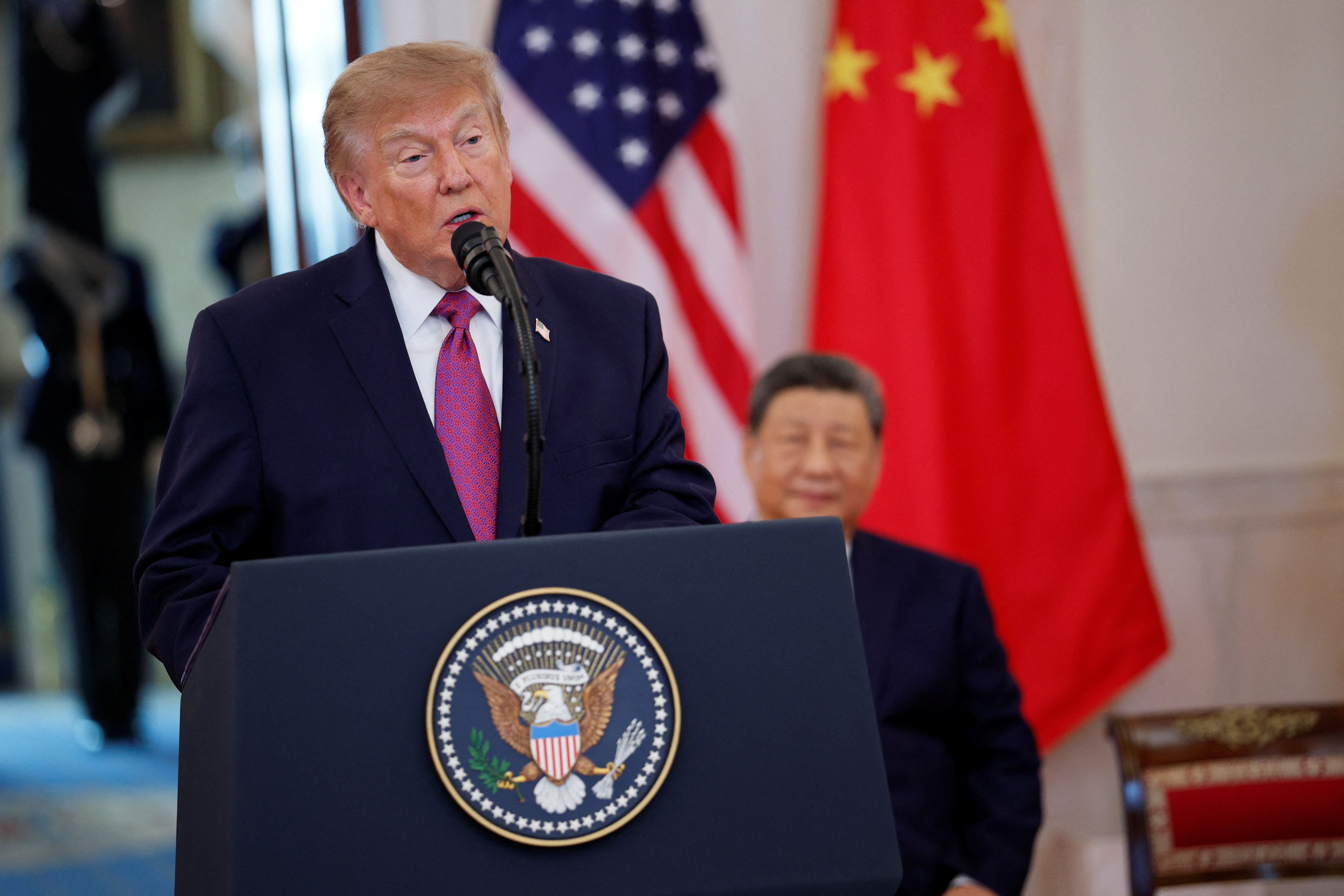 Presidente dos EUA, Donald Trump, e o presidente da China, Xi Jinping, em Washington 24 de setembro de 2026 REUTERSEvan Vucci
