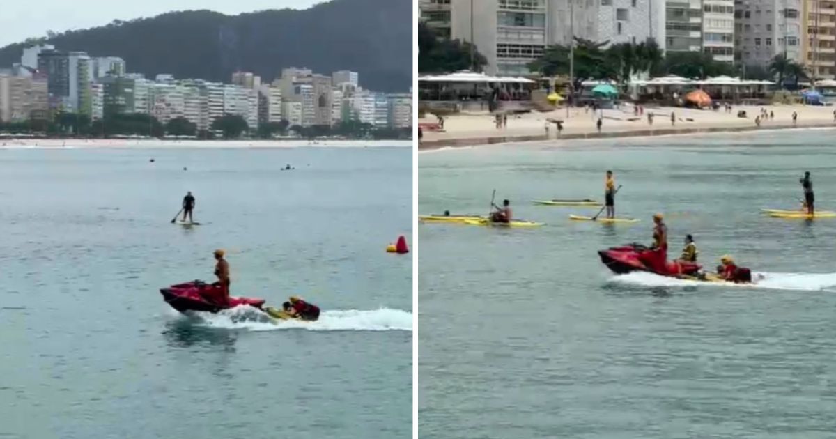 Praticantes de stand up paddle são socorridos após ventania em Copacabana