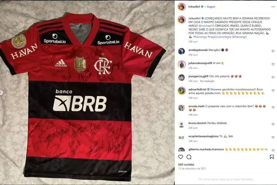 Rick Solo recebeu camisa autografada • Reprodução/Instagram
