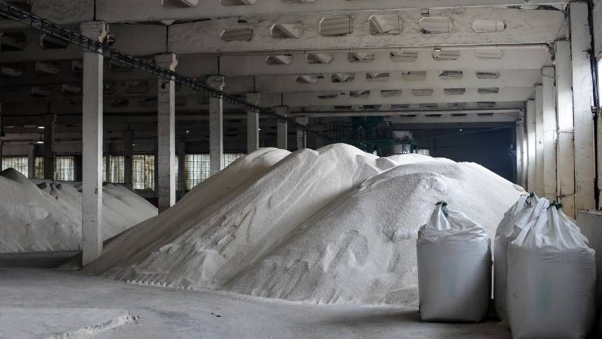 Fertilizantes armazenados.