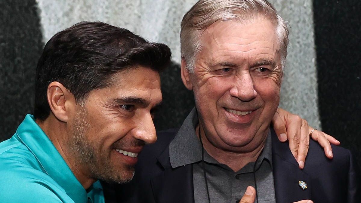 Abel Ferreira e Carlo Ancelotti se encontram antes de Botafogo x Palmeiras