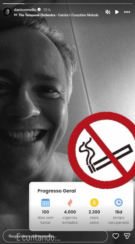 Danton Mello mostra quanto economizou ao chegar a marca de 100 dias sem fumar • Instagram/Danton Mello