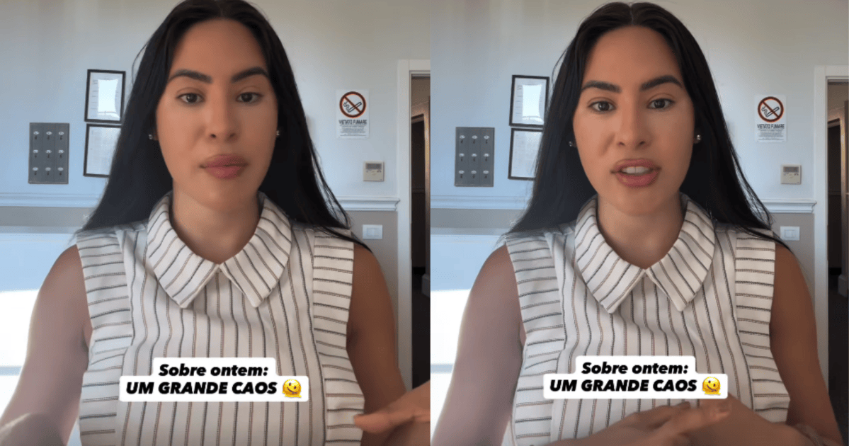 Isabelle Nogueira em vídeo relatando seu perrengue na Itália