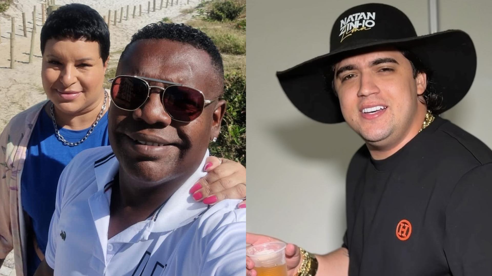 MC Marcinho e a viúva, Kelly Garcia, e Natanzinho Lima