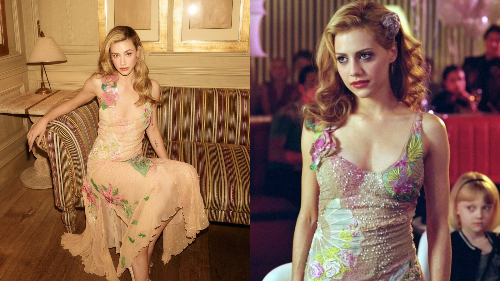 Lili Reinhart com look que remete à Brittany Murphy em "Uptown Girls" • Instagram/Lili Reinhart/Reprodução/GreeneStreet Films