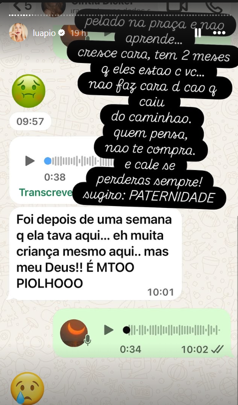 Luana Piovani compartilha conversa com Cíntia Dicker, ex-esposa de Pedro Scooby • Reprodução/@luapio