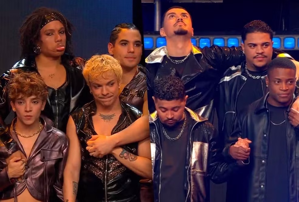 Álec e Gabriel Nandes, do Pop, e Jefinho e Lukinhas, do Pagode, foram eliminados do programa. • Reprodução/TV Globo