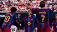 Raphinha e Yamal comandam goleada do Barcelona em LaLiga