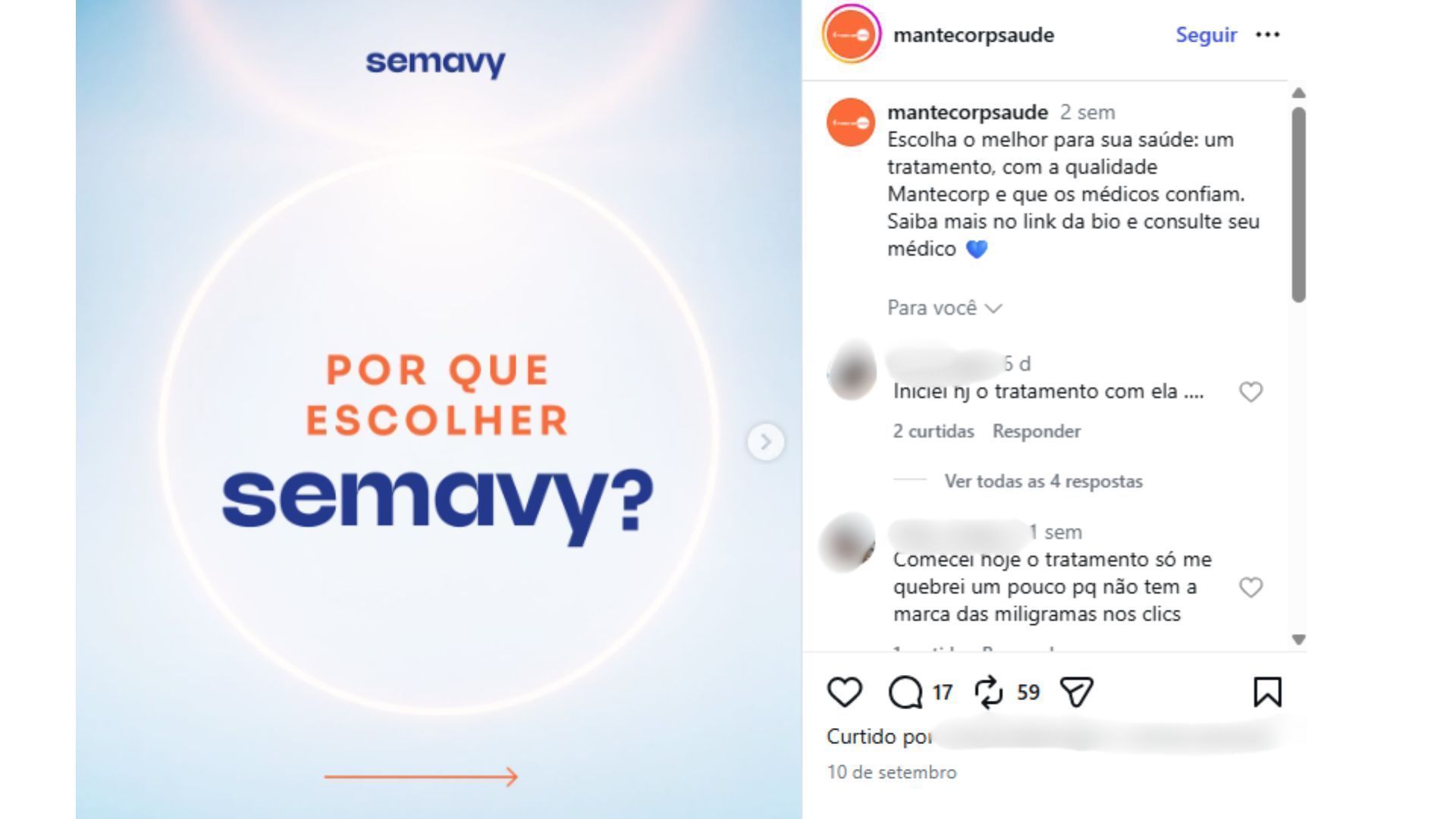 A propaganda do medicamento está em diversas publicações nas redes sociais. • @mantecorpopsaude