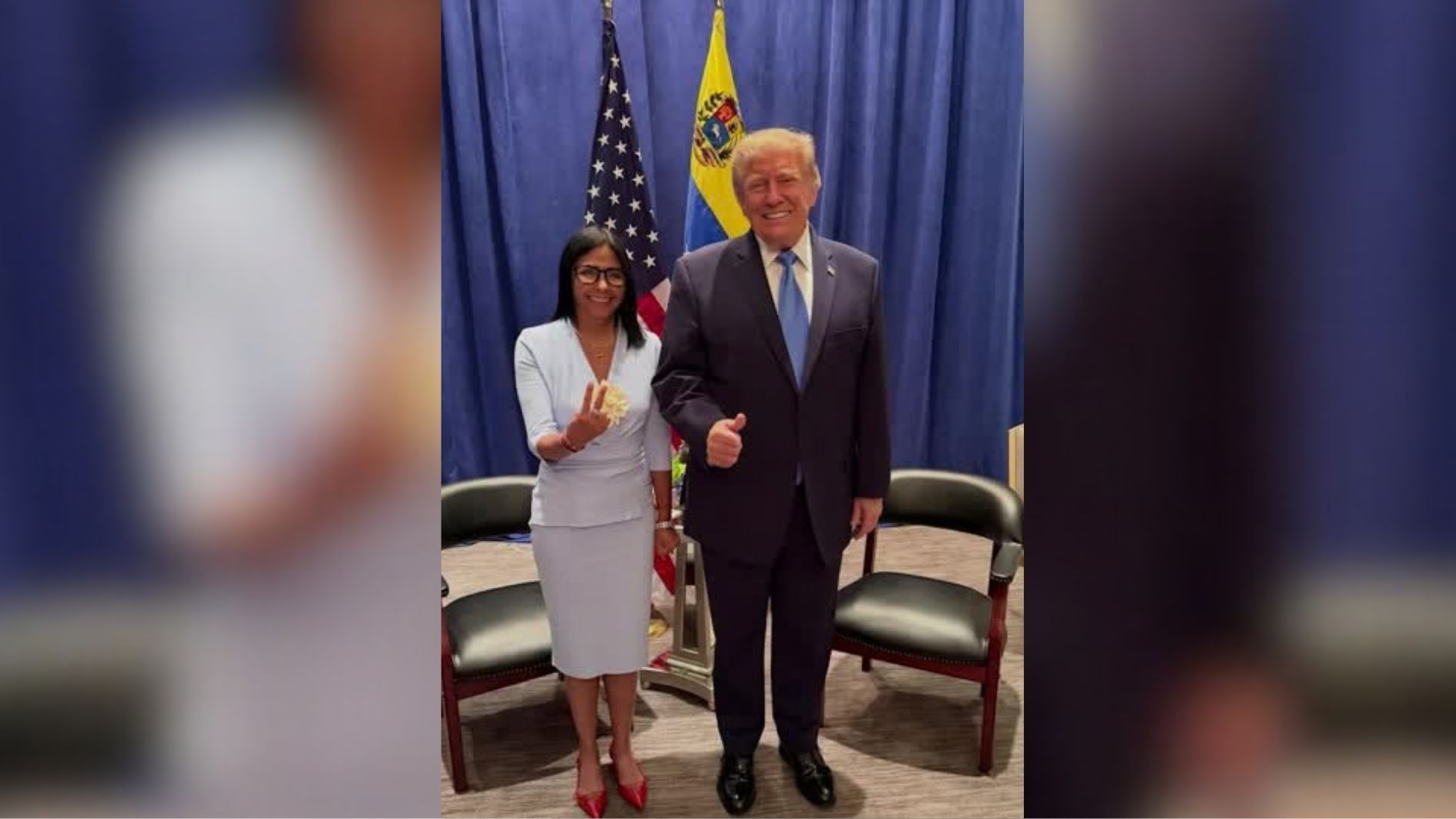 A presidente interina da Venezuela, Delcy Rodríguez, e o presidente dos EUA, Donald Trump, se reuniram à margem da Assembleia Geral da ONU de 2026.