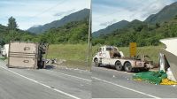 Acidente com caminhão carregado de laranjas bloqueia BR-376 na Serra do Mar