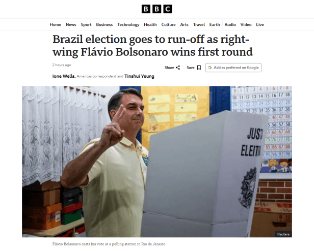 Imprensa internacional repercute 1º turno das eleições no Brasil