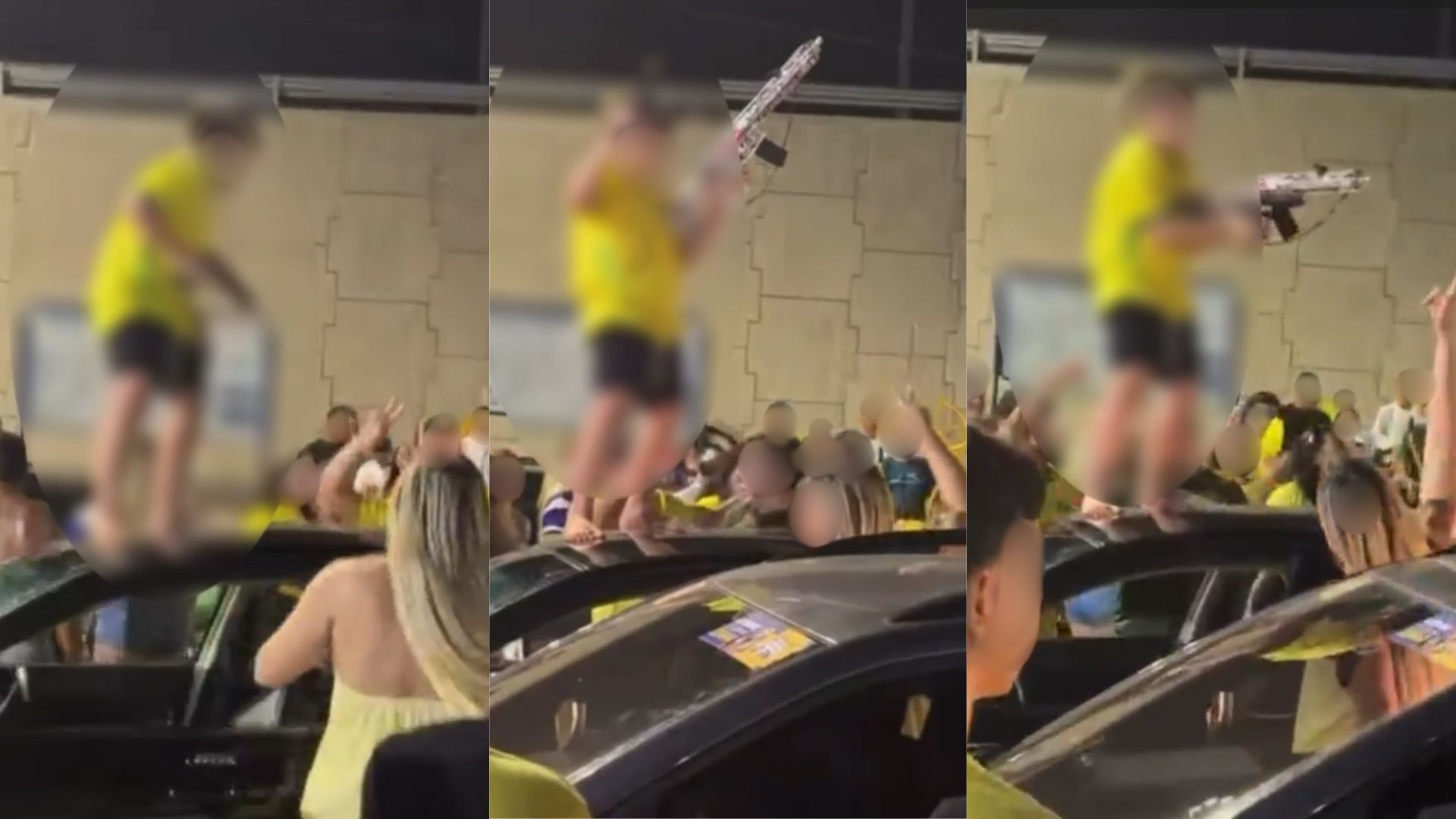 Criança segurando objetos que parecem armas de fogo aconteceu na noite de domingo (04) em Parnamirim, RN