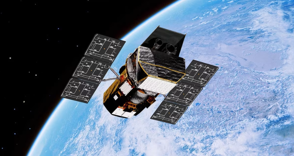 O Observatório Swift da NASA orbita acima da Terra nesta ilustração conceitual